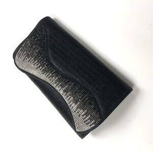 Crystal flap black clutch NEW bag clear crystal ombré front flap